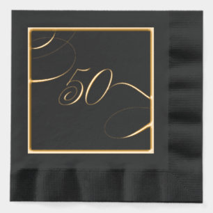 Goud 50 Calligrafie Mijlpaal Verjaardag Jubileum Folie Servetten