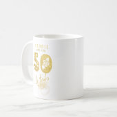 Goud 50 en Fab gepersonaliseerd Koffiemok (Voorkant links)