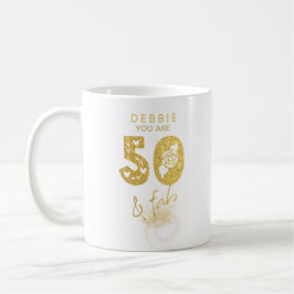 Goud 50 en Fab gepersonaliseerd Koffiemok