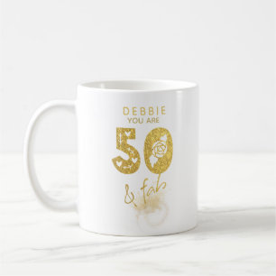 Goud 50 en Fab gepersonaliseerd Koffiemok