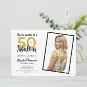 Goud 50 en Fabulous Verjaardagsfeest Kaart (Staand voorkant)