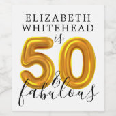 Goud 50 en Fabulous Verjaardagsfeest Wijn Etiket (Enkel label)