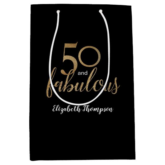 Goud 50 en geweldige verjaardagsgeschenk medium cadeauzakje (Voorkant)