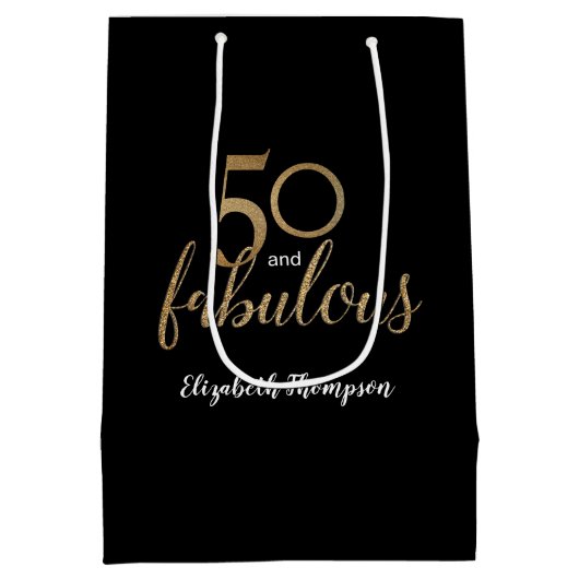 Goud 50 en geweldige verjaardagsgeschenk medium cadeauzakje (Achterkant)