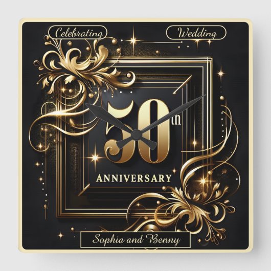 Goud: 50 jaar feest vierkante klok (Voorkant)