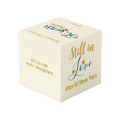 Goud 50 jaar jubileum blauwe foto kubus (Achter hoekig)