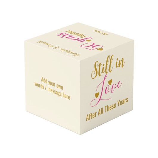 Goud 50 jaar jubileum roze foto kubus (Achter hoekig)