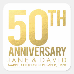 Goud 50e Jubileum gepersonaliseerde Stickers