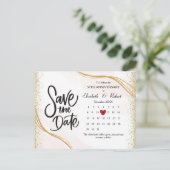 Goud 50e Jubileum Gliter De Datumkalender Aankondigingskaart (Staand voorkant)