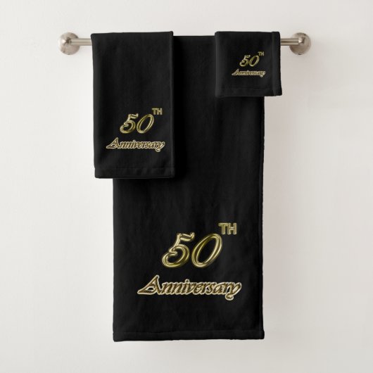 Goud 50e Jubileum (zwart) Bad Handdoek (Insitu)