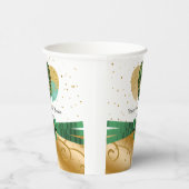 Goud 50e verjaardag, Groen Zijde Lint, Ballonnen Papieren Bekers (Rechts)