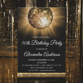 Goud 50e Verjaardagsfeest Gouden Disco Bal Kaart