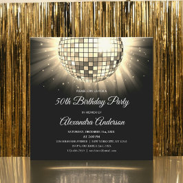 Goud 50e Verjaardagsfeestje Disco Ball Kaart