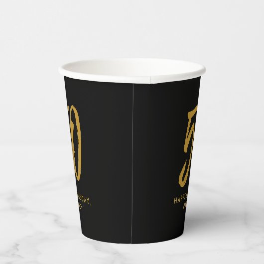 Goud 50e verjaardagsfeestje gepersonaliseerd papieren bekers (Rechts)