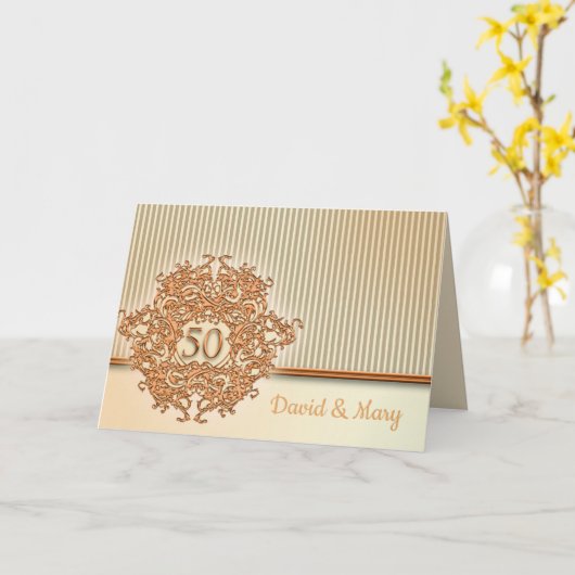 Goud, 50ste trouwdag. kaart (Gele Bloem)