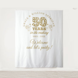 Goud 50ste verjaardag foto-attribuut in wording wandkleed