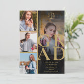 Goud 5 Foto Rechtenschool Afstudeer Uitnodiging (Staand voorkant)