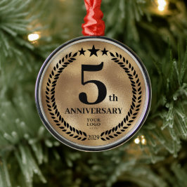 Goud 5e Jubileum Custom Business Logo Metalen Ornament