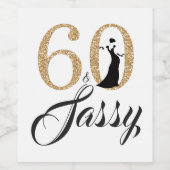 Goud 60 en Sassy Verjaardagsfeest Aangepaste Naam Wijn Etiket (Enkel label)