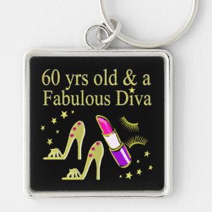 GOUD 60 JAAR OUD & EEN FANTASTISCHE DIVA SLEUTELHANGER