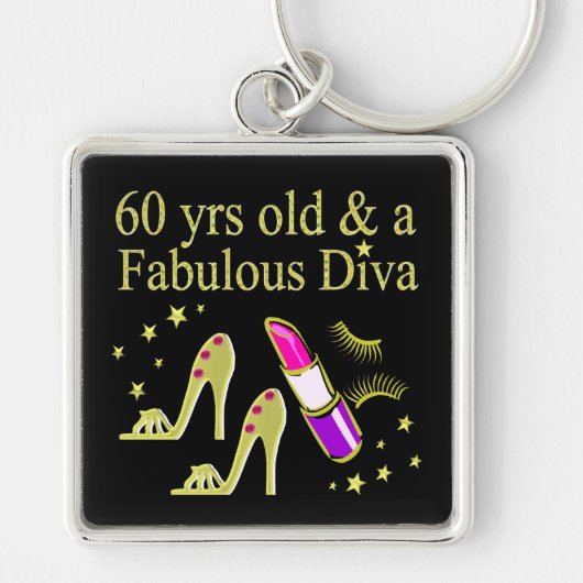 GOUD 60 JAAR OUD & EEN FANTASTISCHE DIVA SLEUTELHANGER (Voorkant)