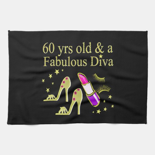 GOUD 60 JAAR OUD & EEN FANTASTISCHE DIVA THEEDOEK (Horizontaal)