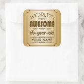 Goud 65e verjaardag viering wereld Best Fabulous Vierkante Sticker (Tas)