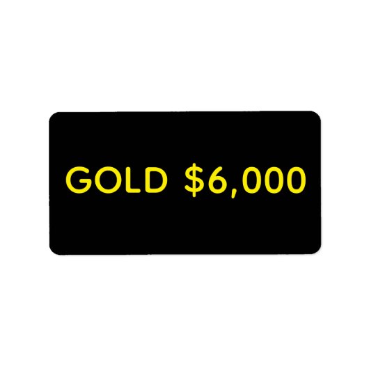 Goud $6.000 Marktfeest Etiket (Voorkant)