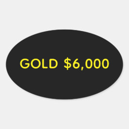 Goud $6.000 Marktfeest Ovale Sticker