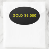 Goud $6.000 Marktfeest Ovale Sticker (Tas)