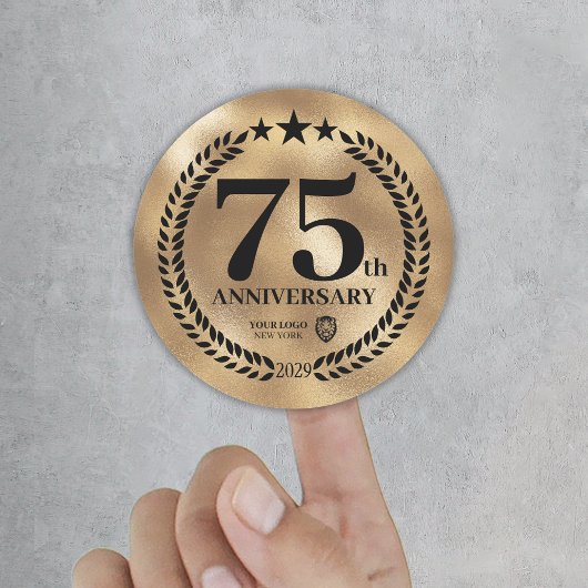 Goud 75e Jubileum Business Logo Herdenking Ronde Sticker