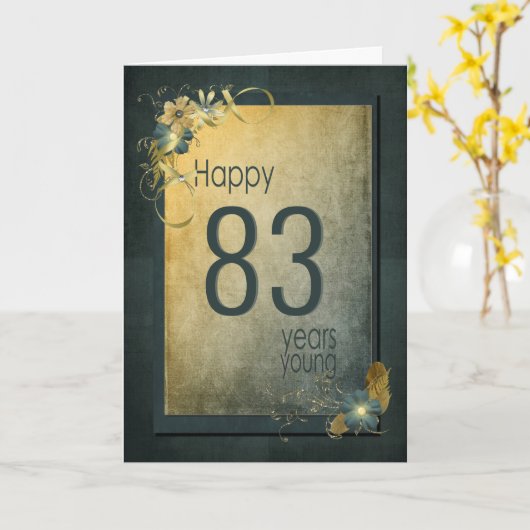  Goud 83e Verjaardag Kaart (Gele Bloem)