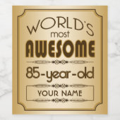 Goud 85e verjaardag viering wereld Best Fabulous Wijn Etiket (Enkel label)