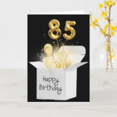 Goud 85th Birthday-ballonnen in witte doos Kaart (Gele Bloem)