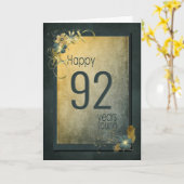 Goud 92e Verjaardag Kaart (Gele Bloem)