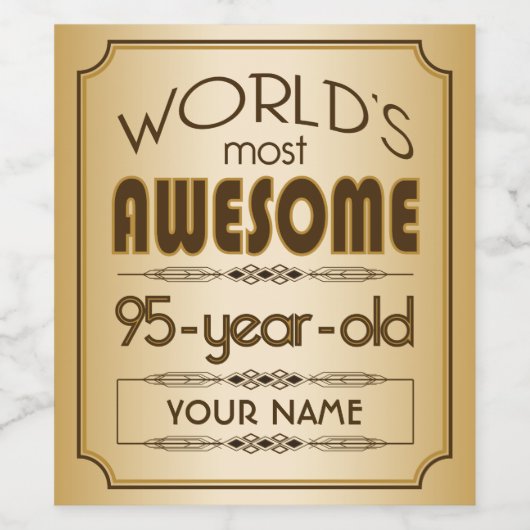 Goud 95e verjaardag viering wereld Best Fabulous Wijn Etiket (Enkel label)