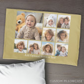 Goud 9 Photo Square Collage - met witte tekst Kussensloop