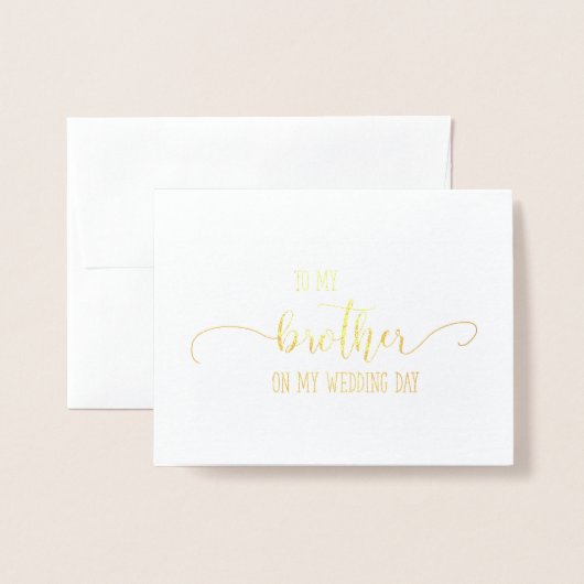 Goud aan mijn broer trouwdag dank je kaart (Voorkant met envelop)