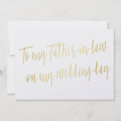 Goud "Aan mijn schoonvader op mijn trouwdag" Kaart (Voorkant)