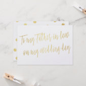 Goud "Aan mijn schoonvader op mijn trouwdag" Kaart (Voorkant / Achterkant in situ)