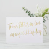 Goud "Aan mijn schoonvader op mijn trouwdag" Kaart (Staand voorkant)