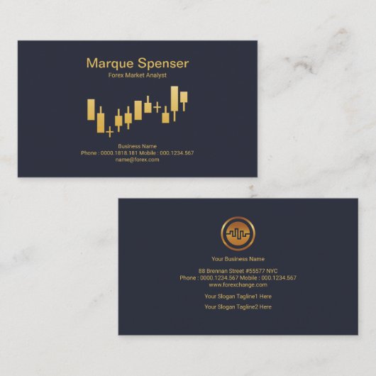 Goud - aandelenbeurs opwaarts Grafiek Investeringe Visitekaartje (Voorkant / Achterkant)