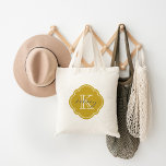 Goud aangepaste gepersonaliseerde monogram tote bag<br><div class="desc">Cute Girly Modern Canvas tas met Custom Personalized Name and Initiaal Monogram in een  Marokkaanse Quatrefoil Cover Shape Lijst Border</div>