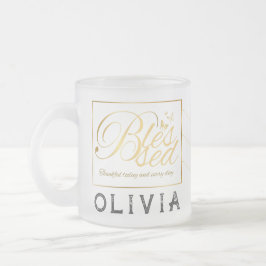 Goud Aangepaste Kalligrafie Naam Thanksgiving Gift Matglas Koffiemok