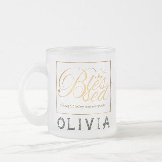 Goud Aangepaste Kalligrafie Naam Thanksgiving Gift Matglas Koffiemok (Links)