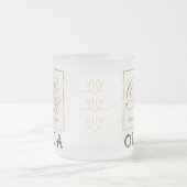 Goud Aangepaste Kalligrafie Naam Thanksgiving Gift Matglas Koffiemok (Center)