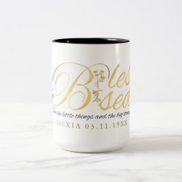 Goud Aangepaste Kalligrafie Naam Thanksgiving Gift Tweekleurige Koffiemok