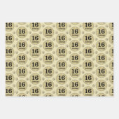 Goud Aangepaste Naam Leeftijd 16 Verjaardag Inpakpapier Vel (Voorkant 2)
