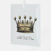  Goud - aangepaste tekstruimte voor Gold Crown Glas Ornament (Voorkant links)