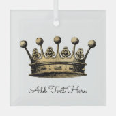  Goud - aangepaste tekstruimte voor Gold Crown Glas Ornament (Voorkant)